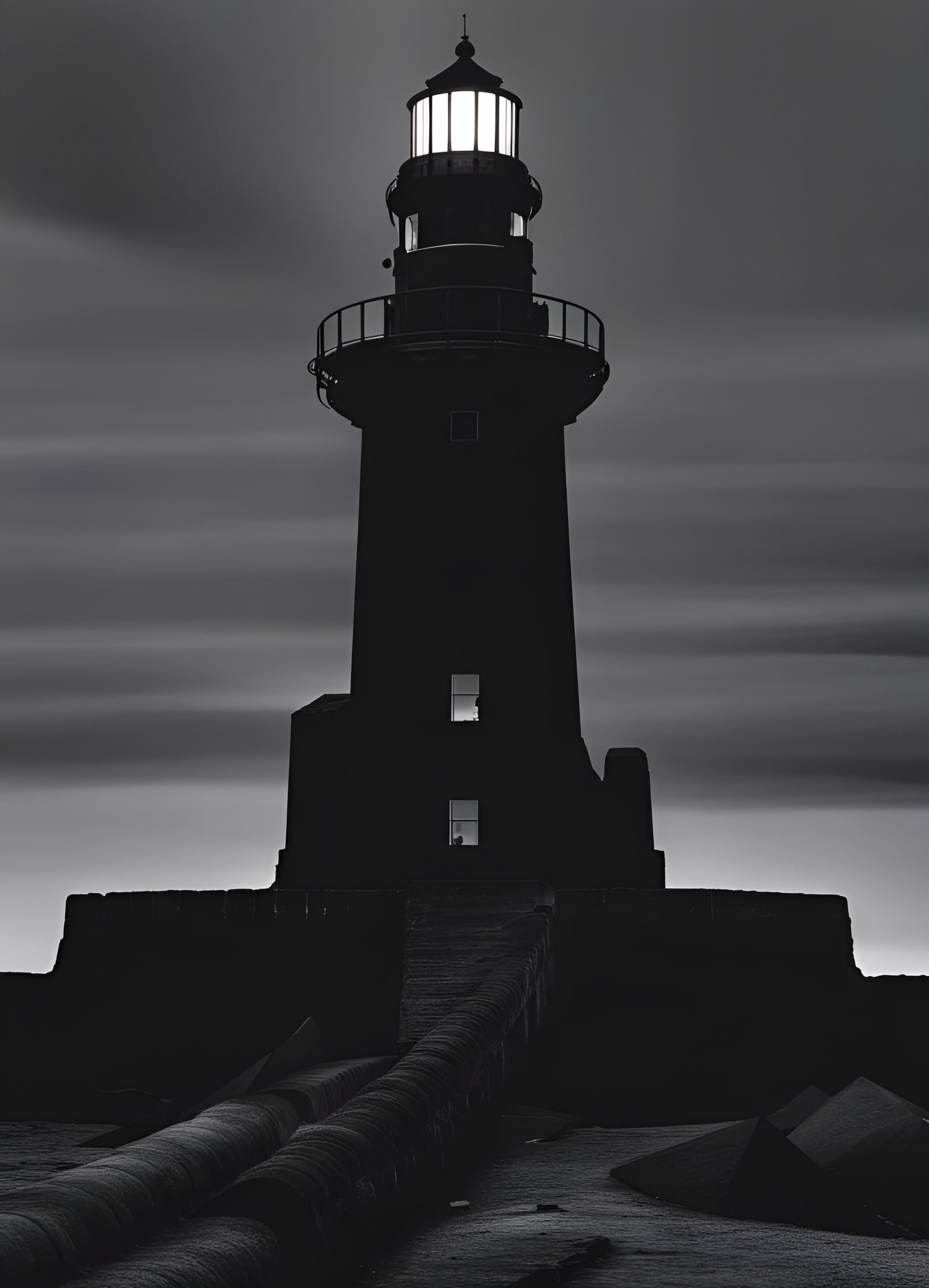 Solemn Lighthouse Reliquary Silhouette