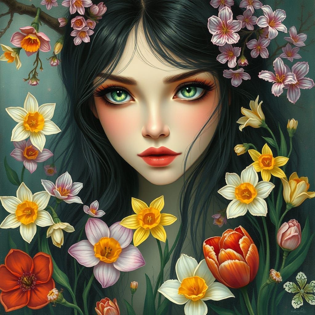 Emerald Goddess in Vibrant Spring Bloom