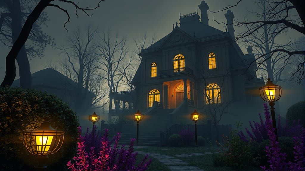 Haunted Mansion Grounds in Hyperdetailed Style