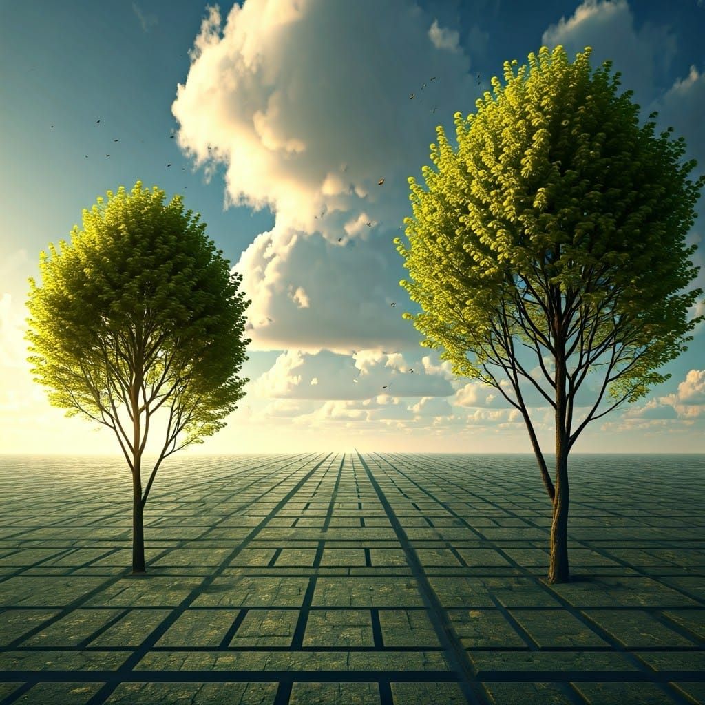 Surreal Geometric Landscape in Square Shapes