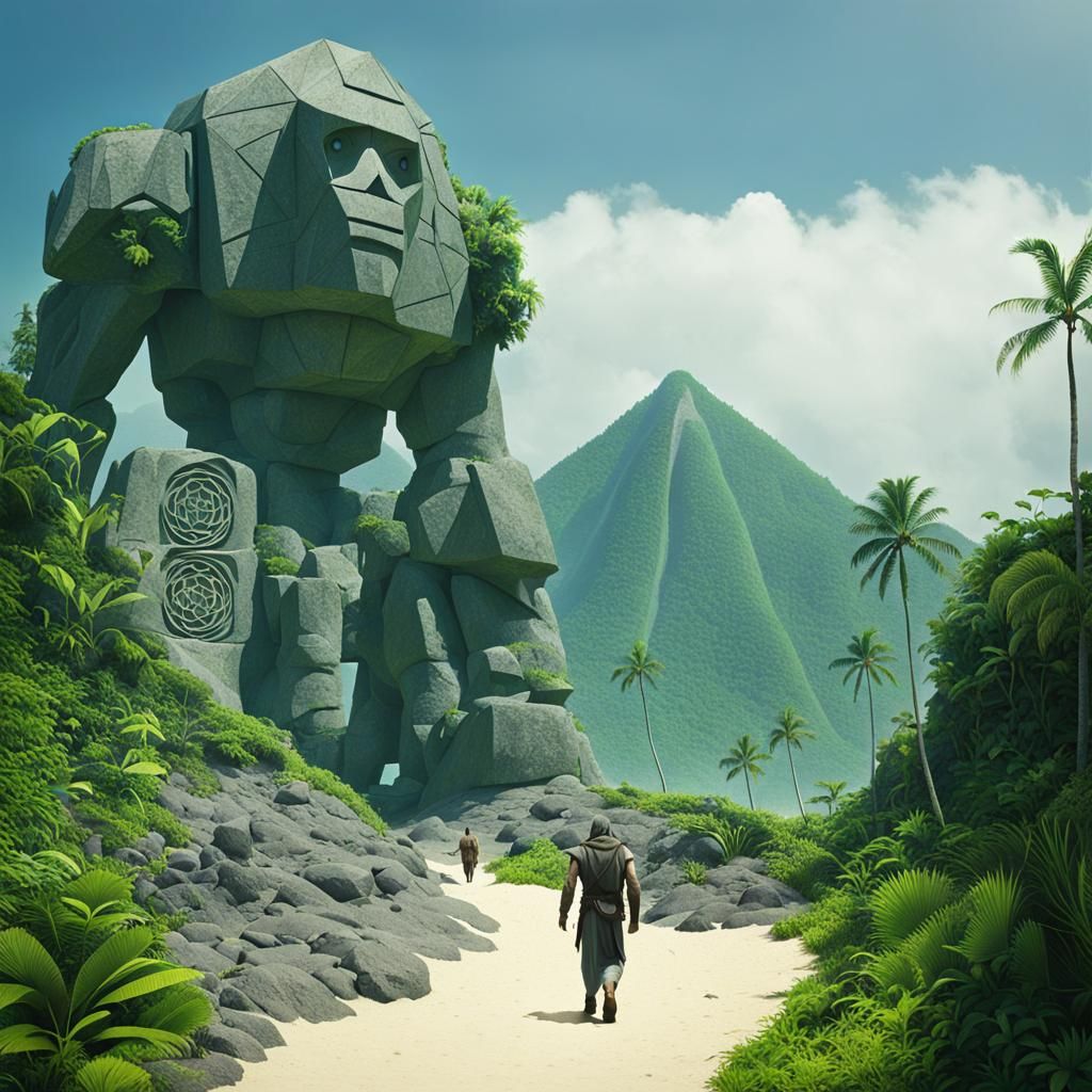 Sacred Geometry Golem in Tropical Paradise