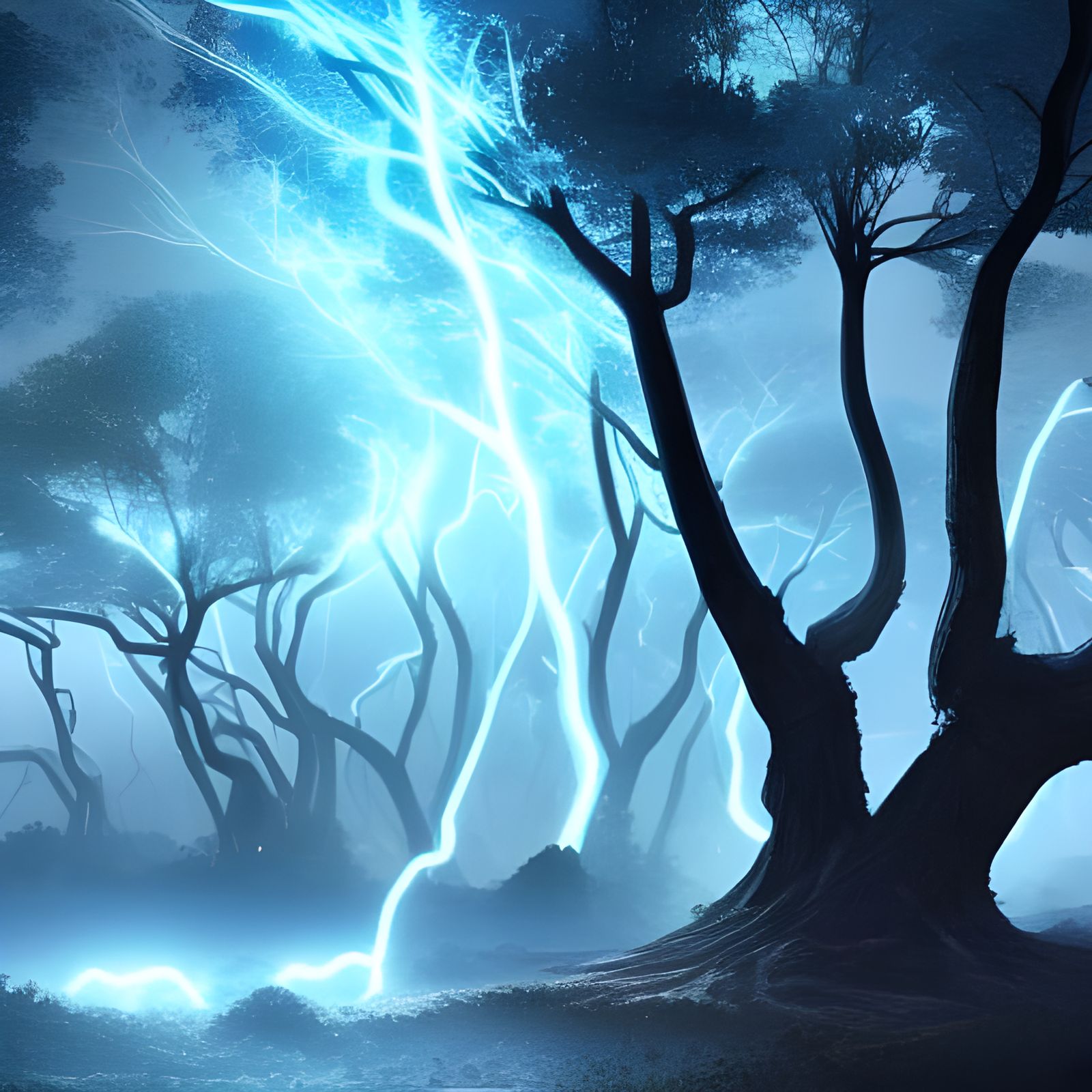 Electric Forest with Lightning Trees in 8K