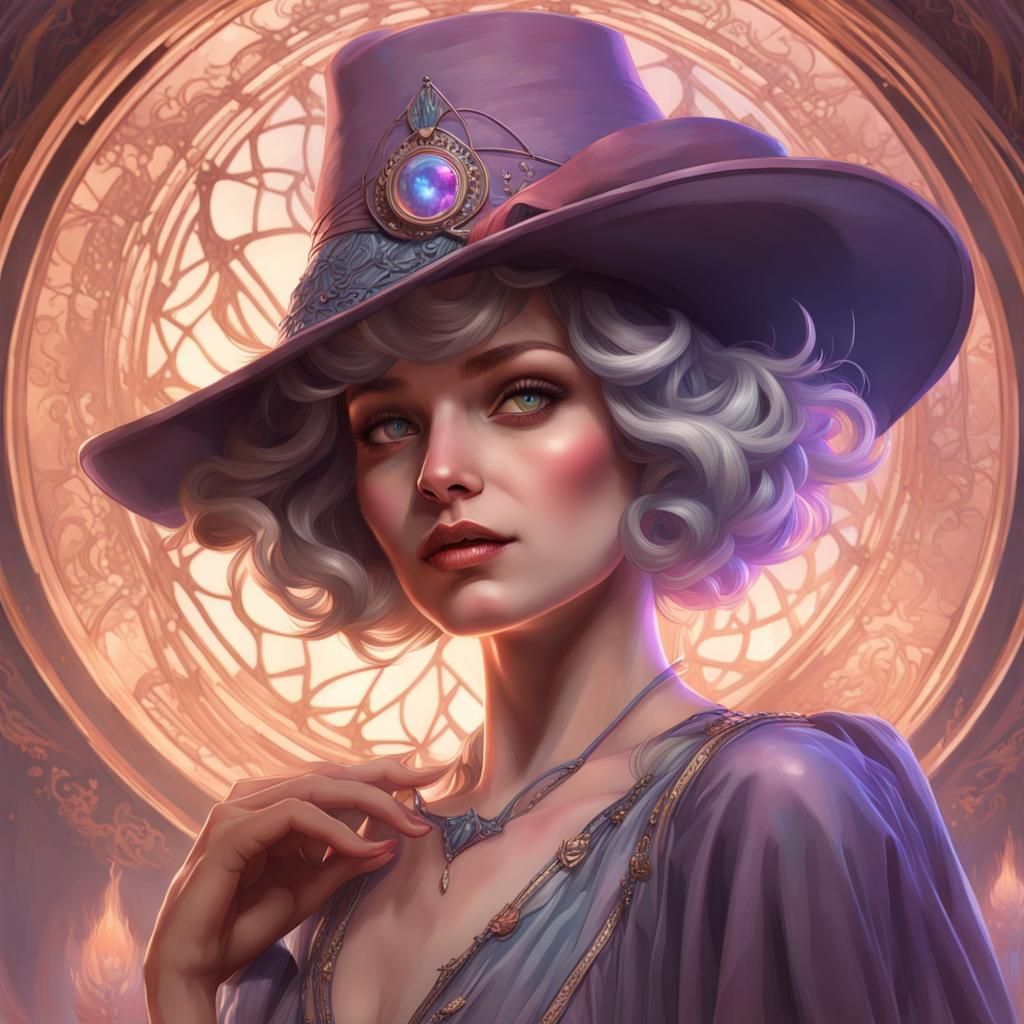 Good Witch Portrait in 1920s Art Nouveau Style