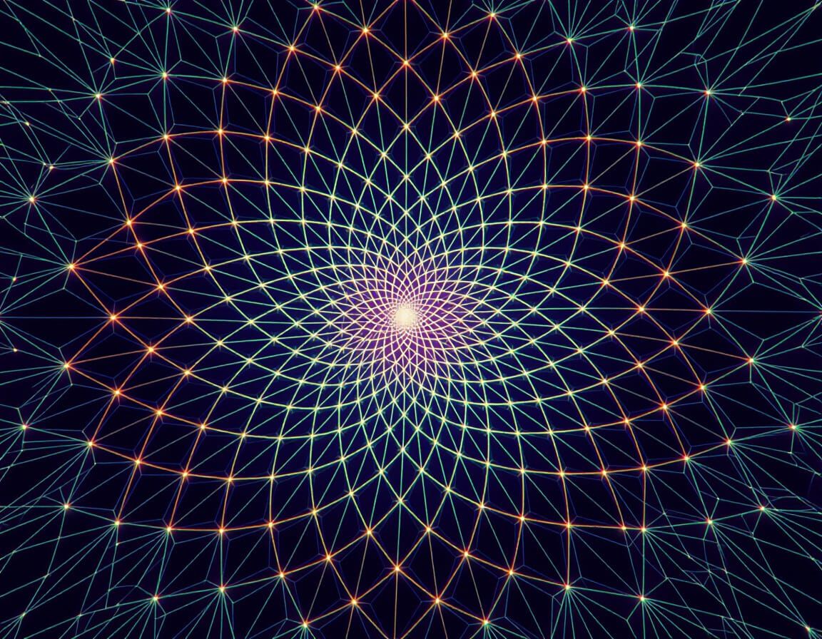 Afro-Hybrid Geometric Art: Fractal Networks and Neon Light