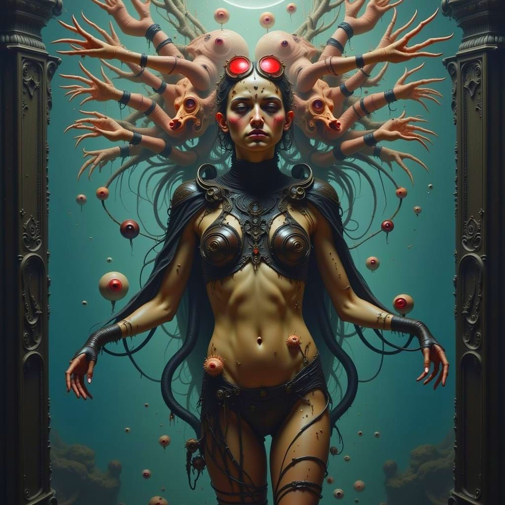 Gothic Hyperrealistic Woman in a Dystopian World