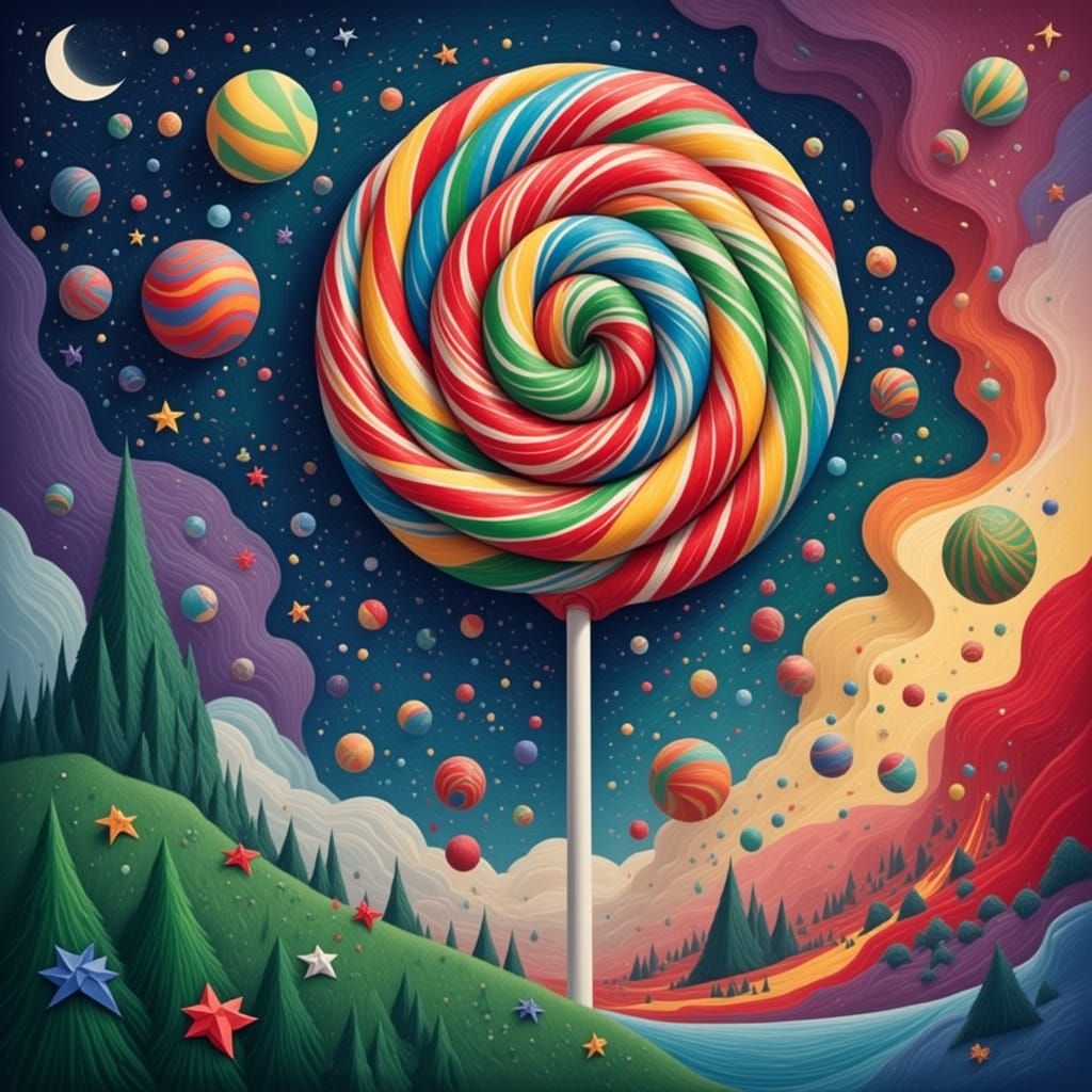 Surreal Candy Planet in Vibrant Colors