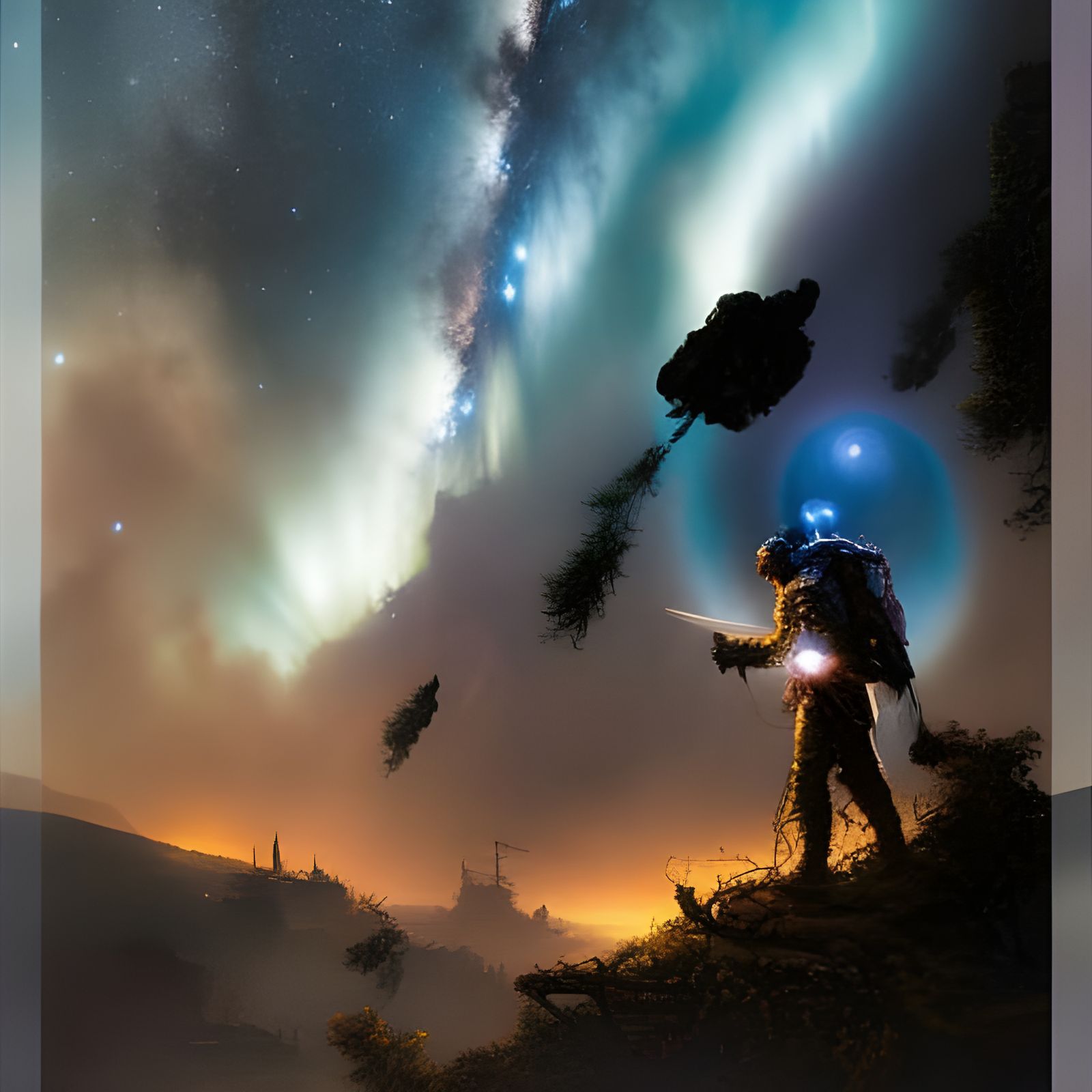 Post-Apocalyptic Wanderer Gazing at the Milky Way