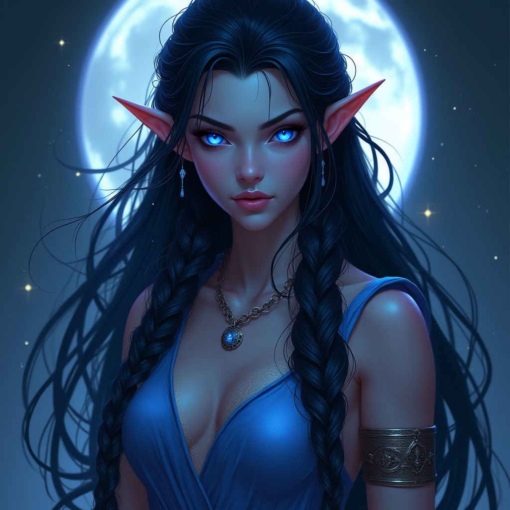 Ethereal Moon Elf Portrait in Fantasy Art Style