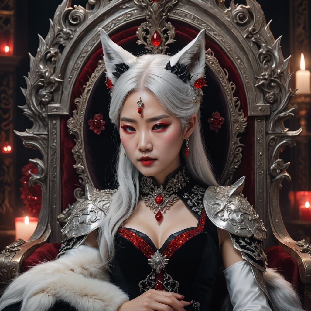 Korean Vampire Queen Portrait in Dark Fantasy Style