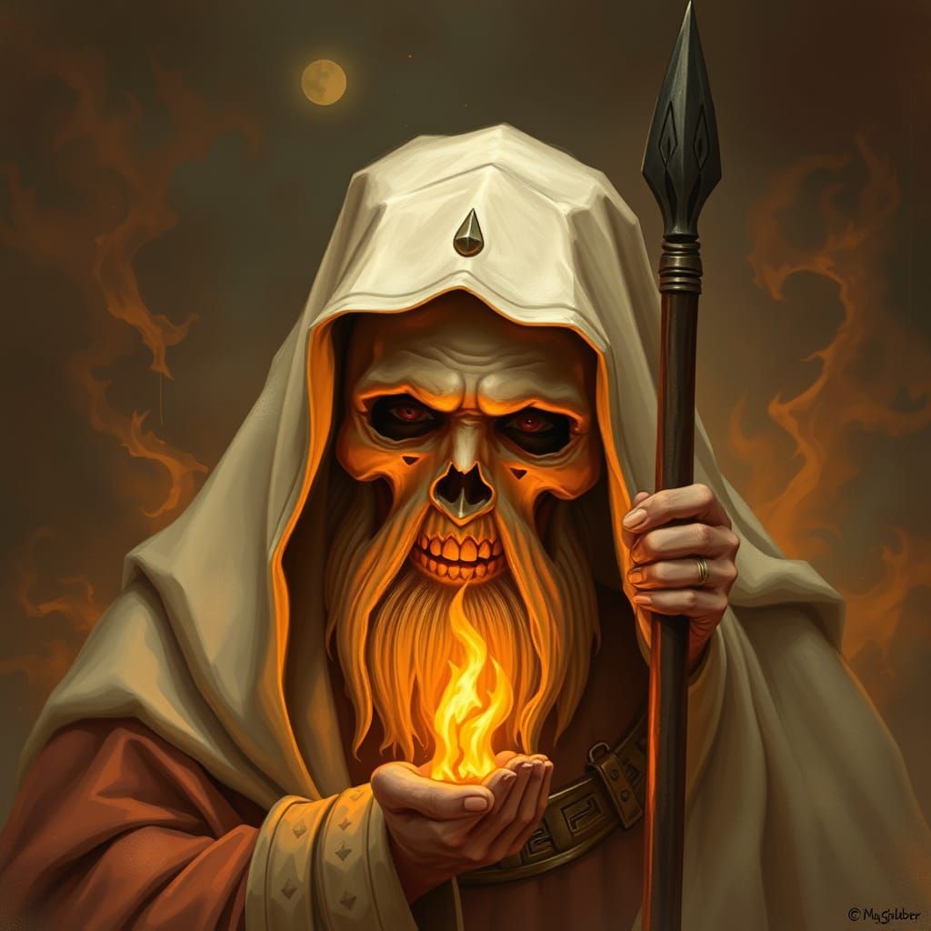 Dark Whimsical Illustration of a Mysterious Figure