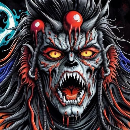 Terrifying Shadow Monster in Liquid Watercolor Style