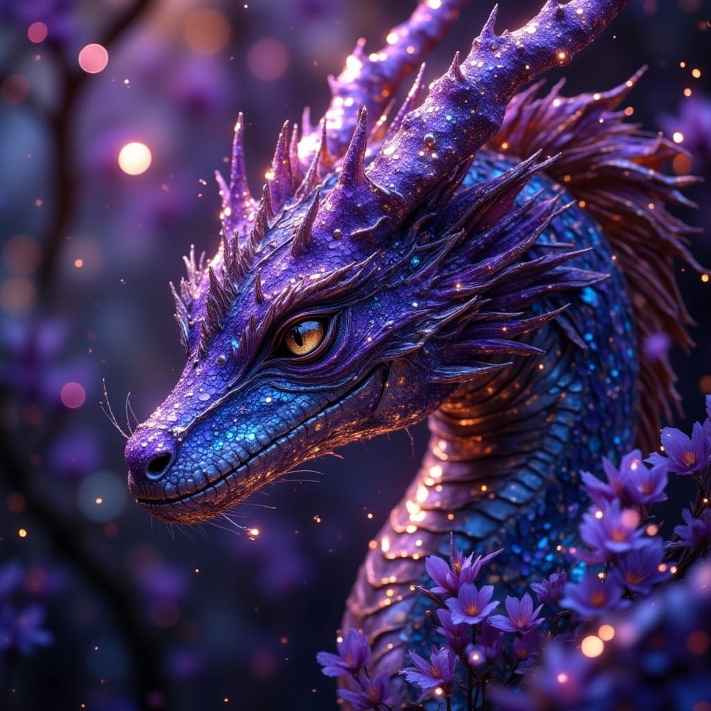 Intricate Female Dragon with Bioluminescent Scales