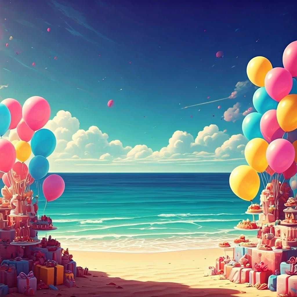 Breathtaking Seaside Birthday Celebration in Vibrant 8K Colo...