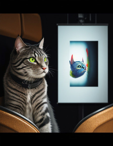 Angry Alien Cat in Auditorium, Backlit by Bright Studio Ligh...