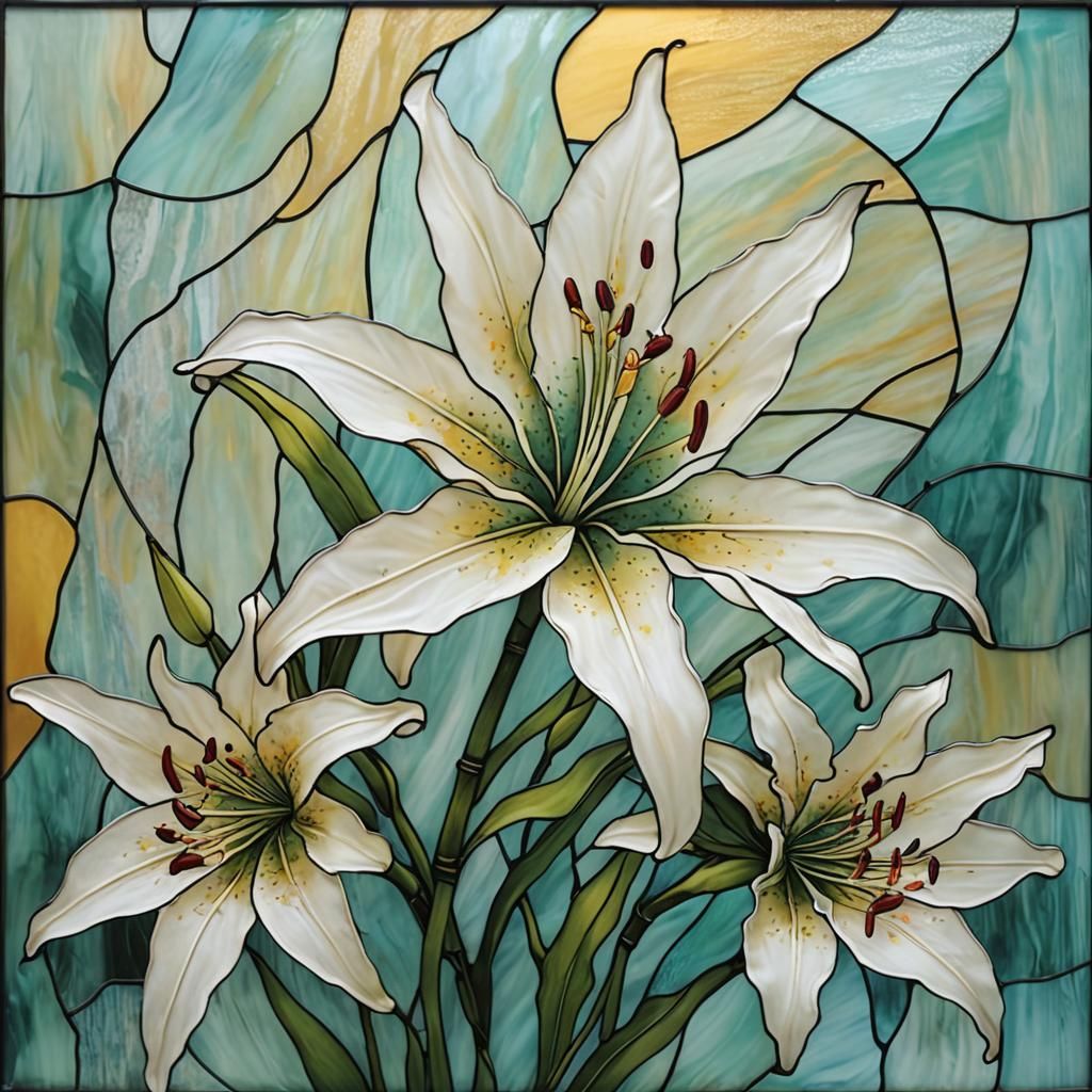 Stained Glass Lily Ghost: Abstract Art