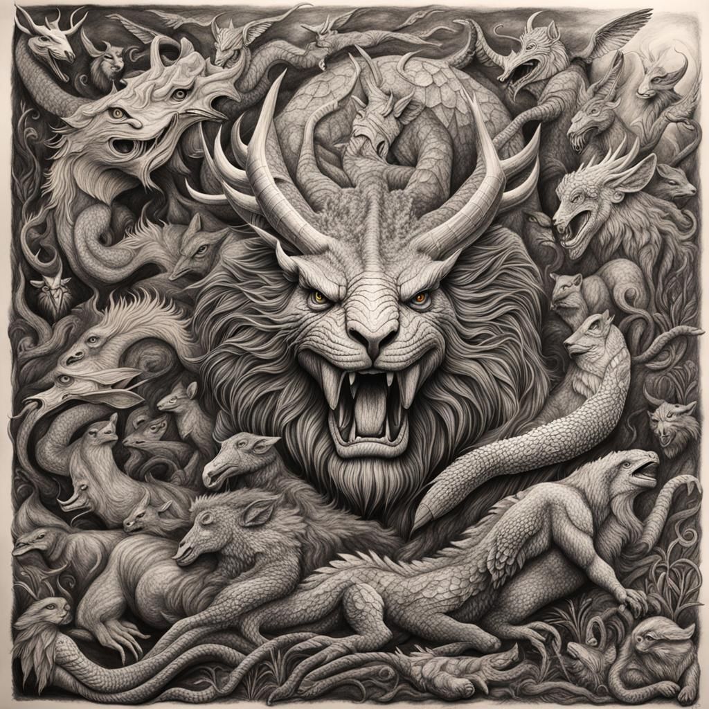 Hyperdetailed Charcoal Drawing of Mythical Ambassadors