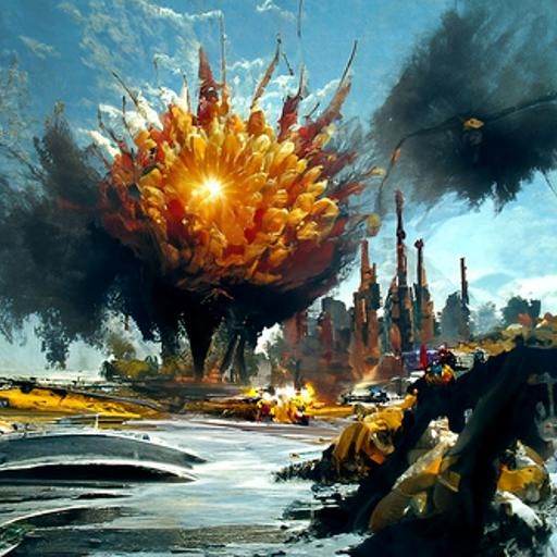Explosions in an Oil Painting Style