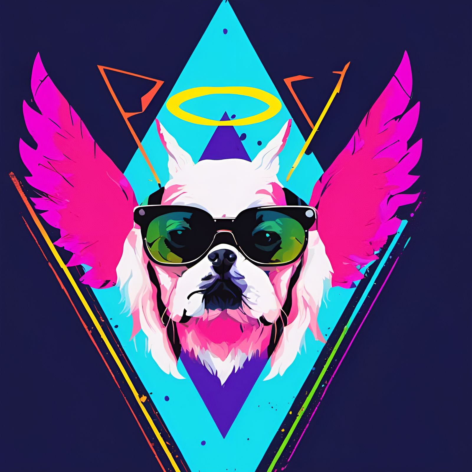 Demon Angel Dog in Pop Art Style
