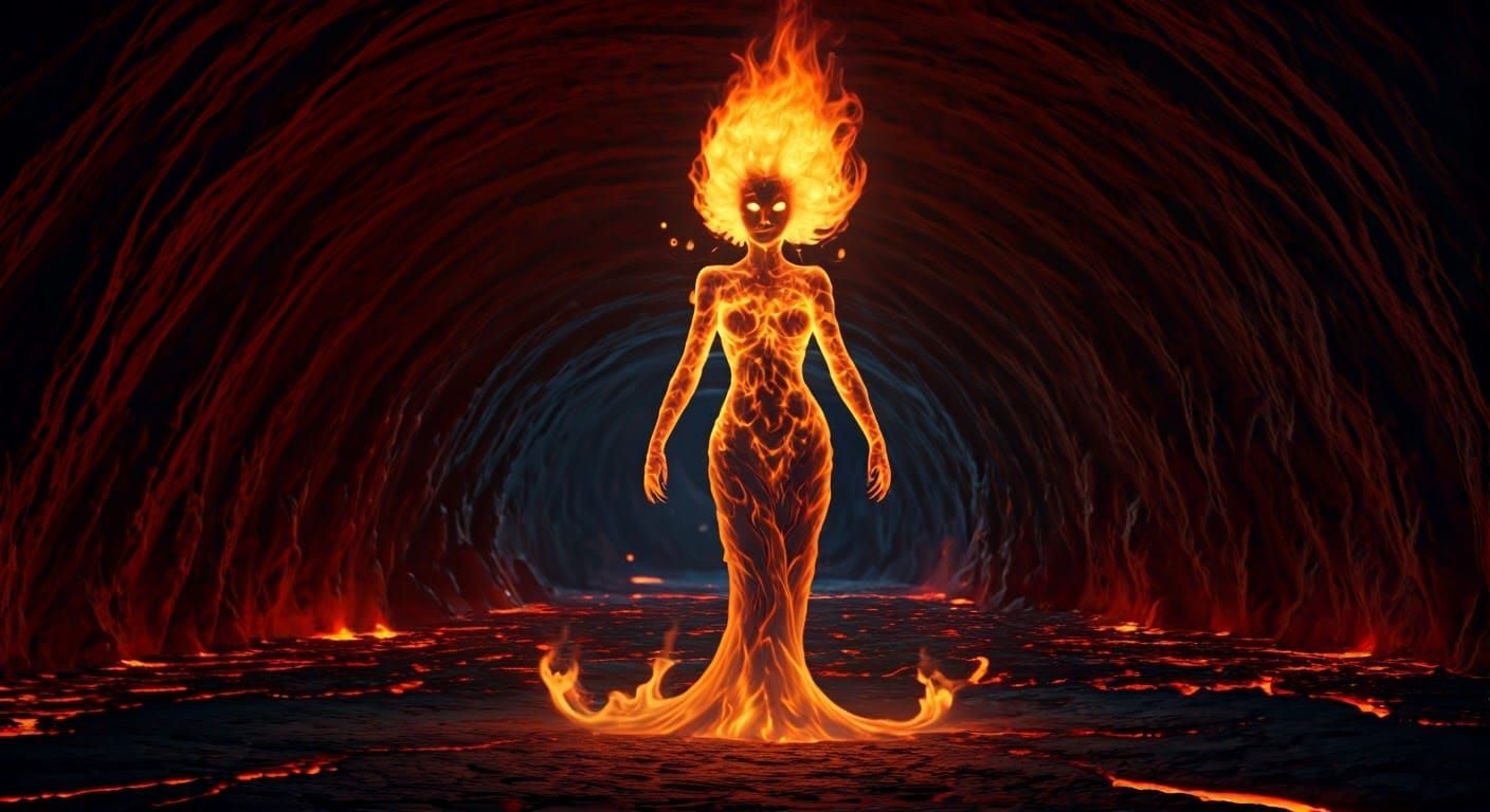 Ethereal Fire Elemental Wielding Fire Magic
