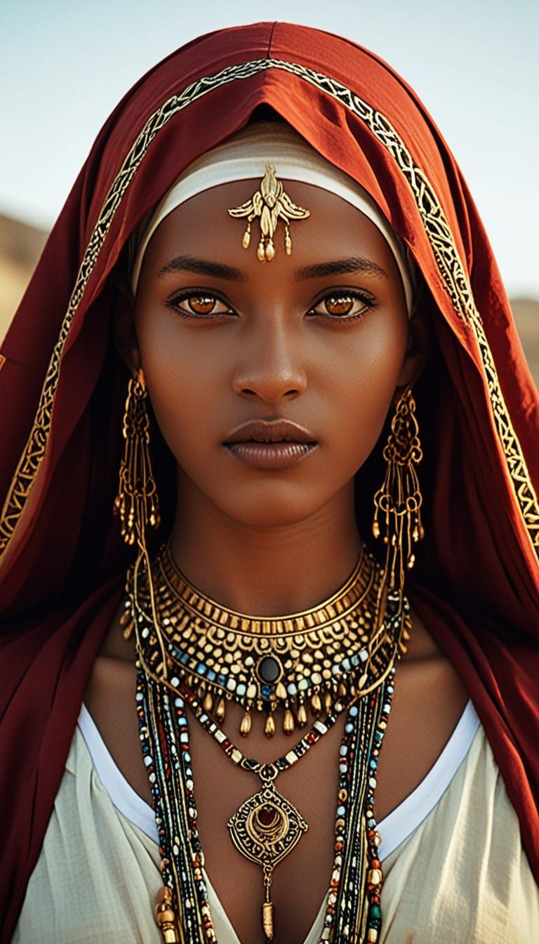 Golden Ethiopian Goddess: A Cinematic Portrait