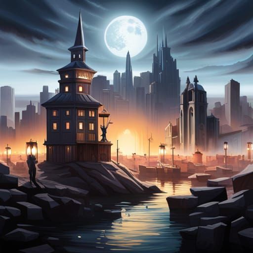 Evil Paladin on Skeleton Horse Under Blood Moon