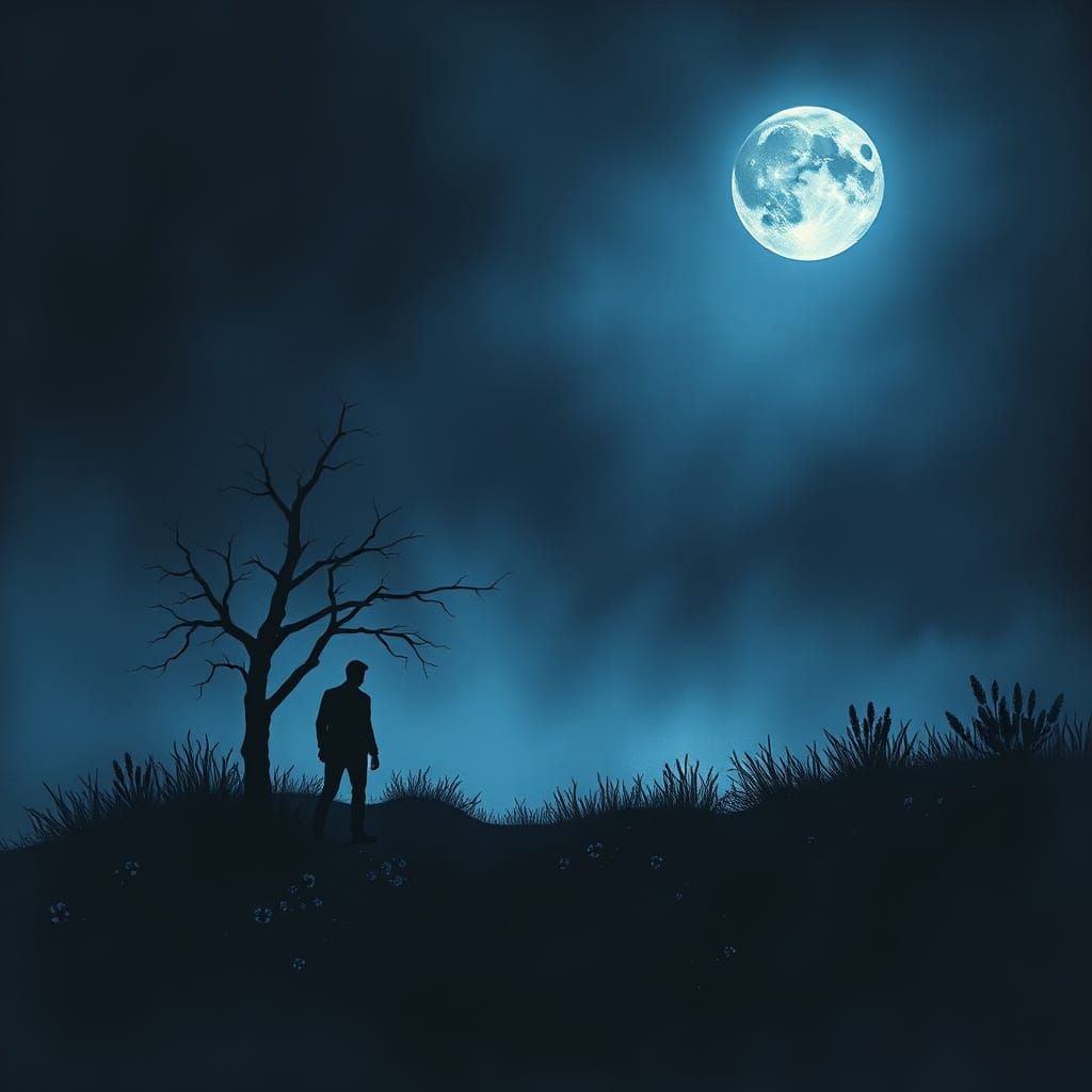 Lost Figure in a Dark Landscape