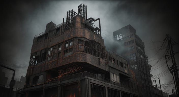 Gritty Urban Mural: Industrial Critique in Neon Light