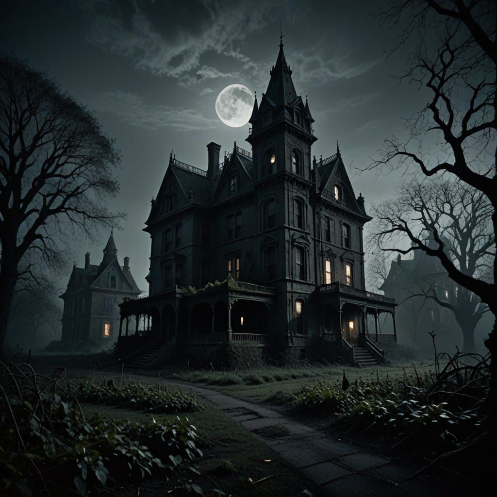 Haunted Victorian Mansion in Dark Cinema Style