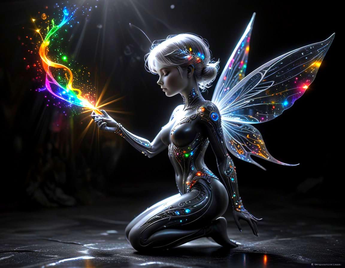 Ethereal Fairy with Prism, Graphite Pencil Drawing