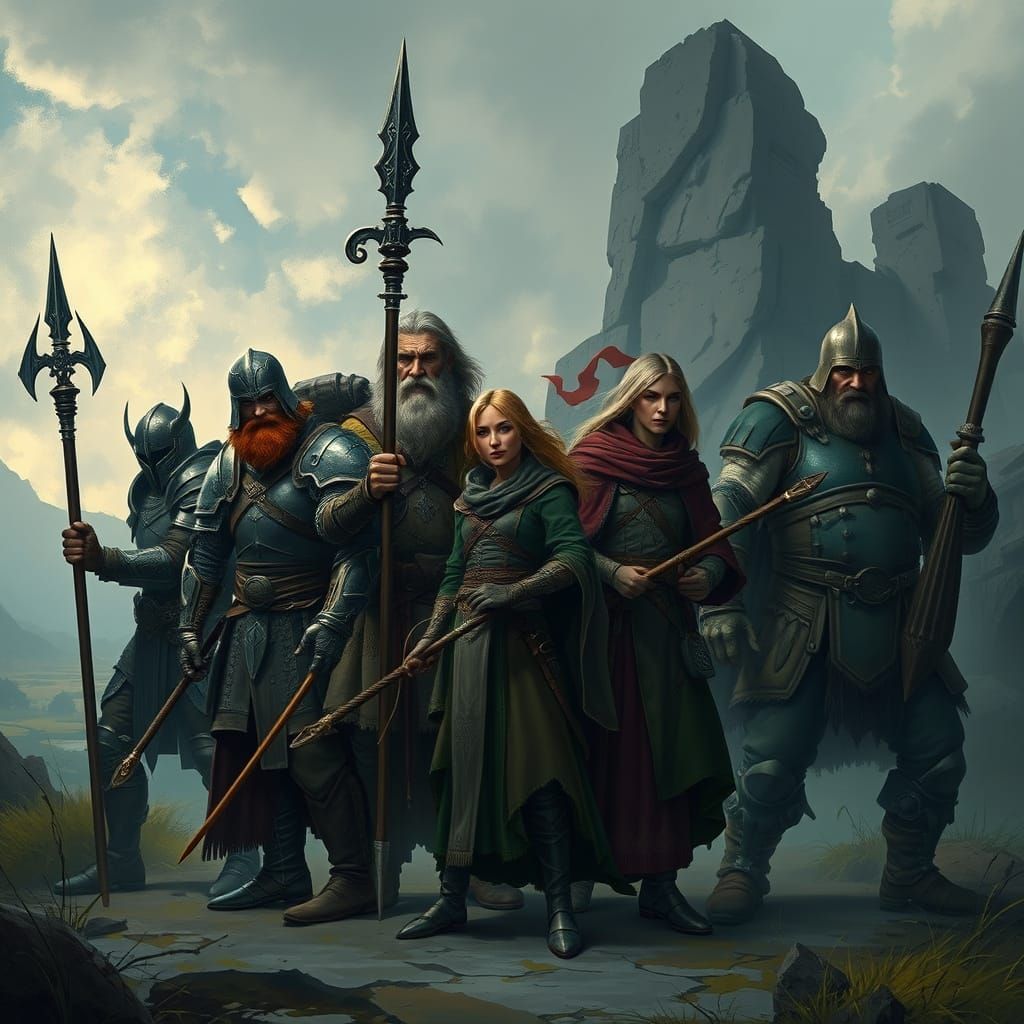 Fantasy Adventurer Group in Digital Painting Style