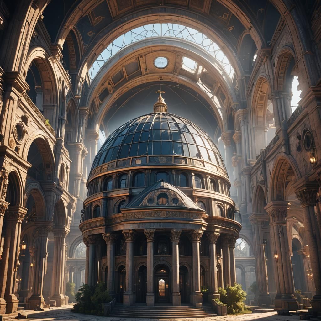 Arched Dome Building in 3D Game Style