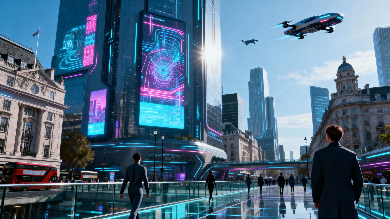 Futuristic London 2100: Flying Cars & Holograms