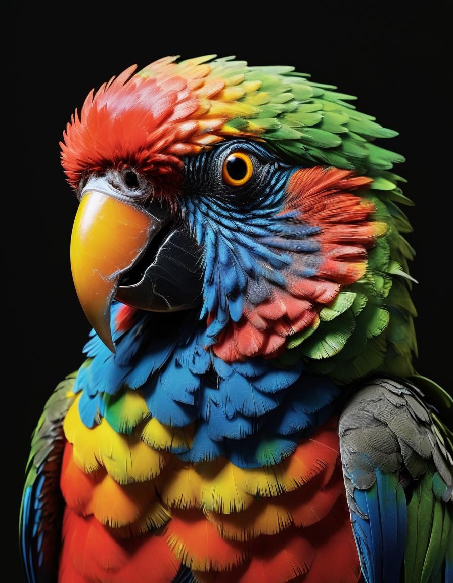 Hyperrealistic Neon Parrot Splash Art