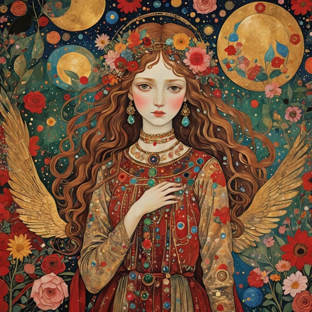 Goddess Angel in Cosmic Psychedelic Bohemian Style