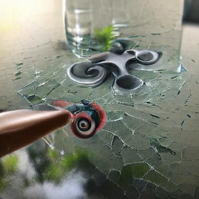 Fidget spinner on broken glass