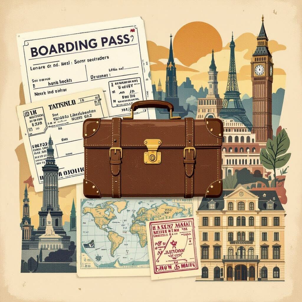 Vintage Travel Collage in Matisse Style