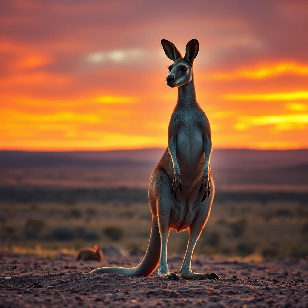 Majestic Kangaroo in Outback Sunset