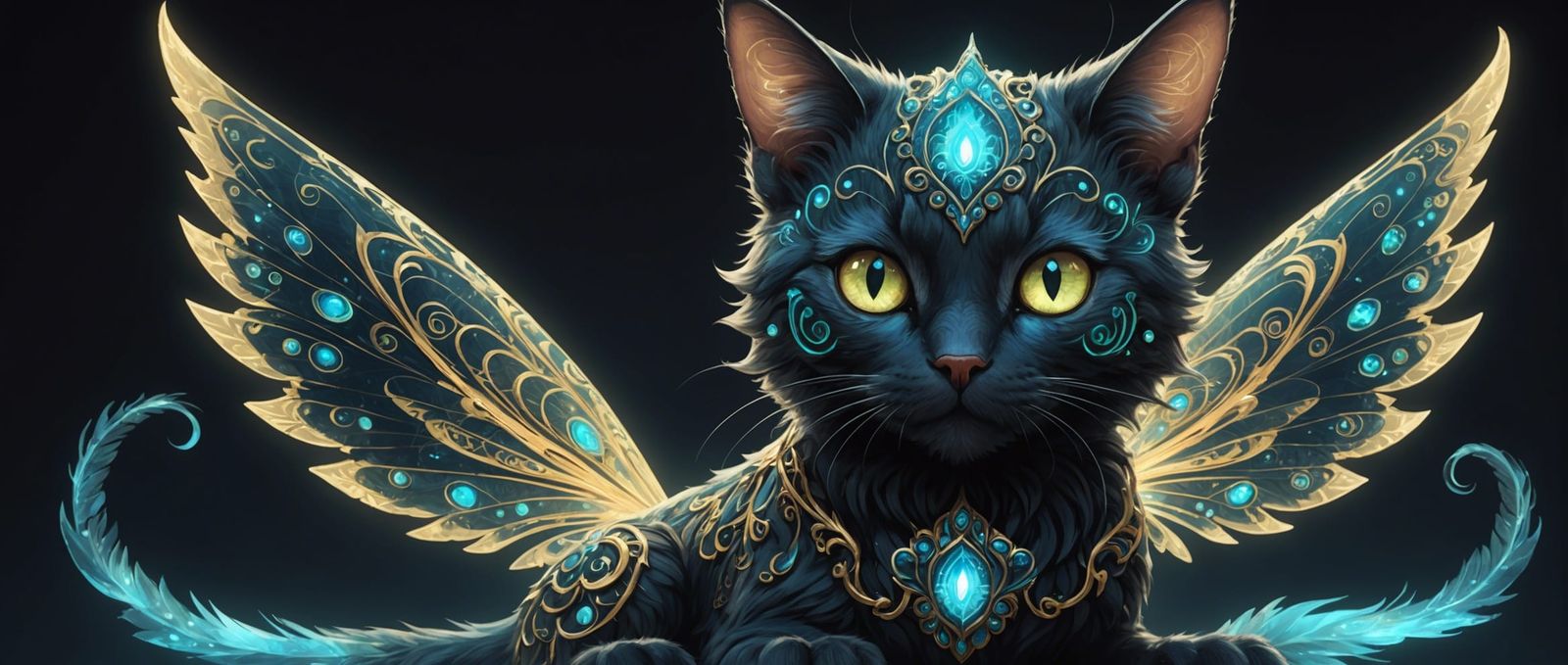 Bioluminescent Fairy Cat Portrait in Anime Style