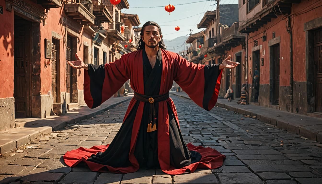 Sorcerer Levitating in Mexico: Hyper-Realistic Digital Art