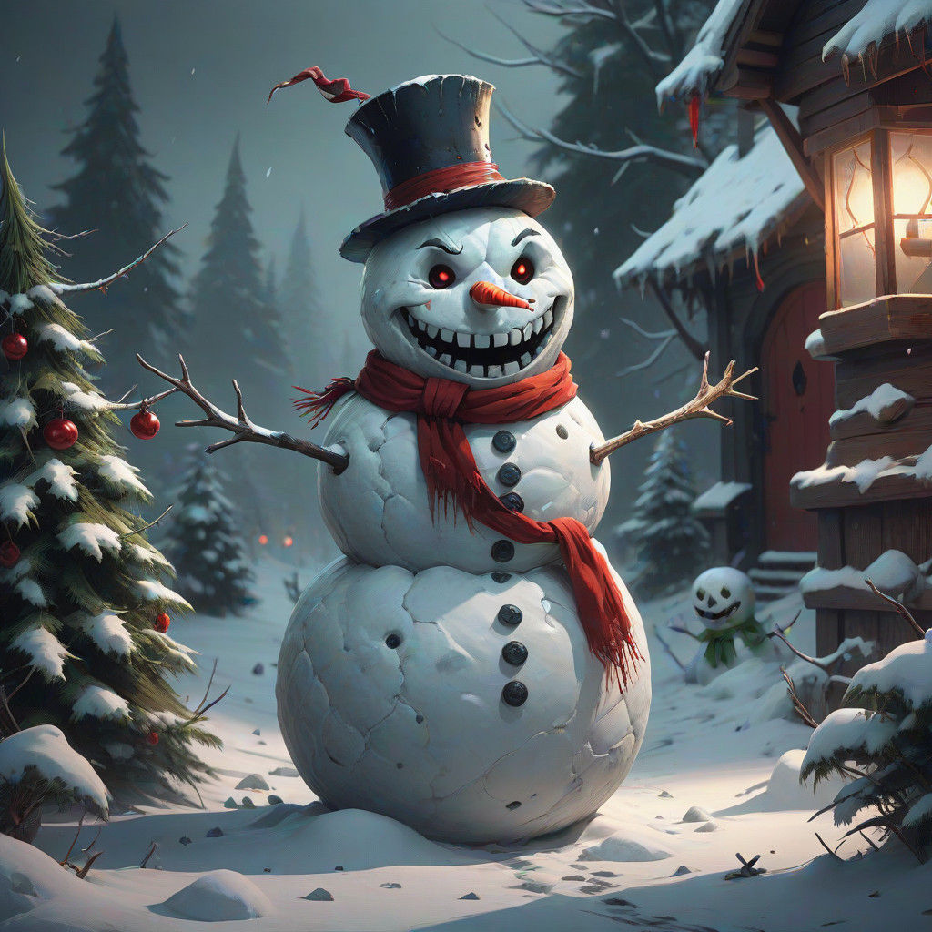 Sinister Snowman with Whimsical Winter Charm