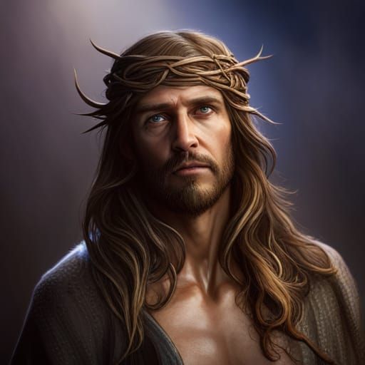 Jesus with Crown of Thorns: Detailed Matte Painting
