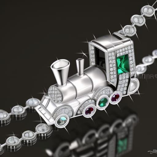 Crystal Train Pendant: 3D Rendered Diamond Jewelry