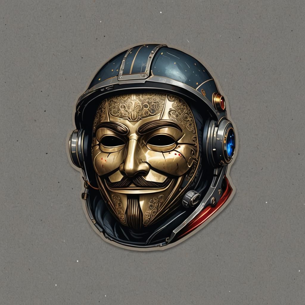 Guy Fawkes Masked Astronaut Sticker in Matte Style