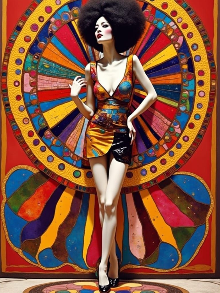 1960s Mod Fashion: Psychedelic Kaleidoscope Autochrome