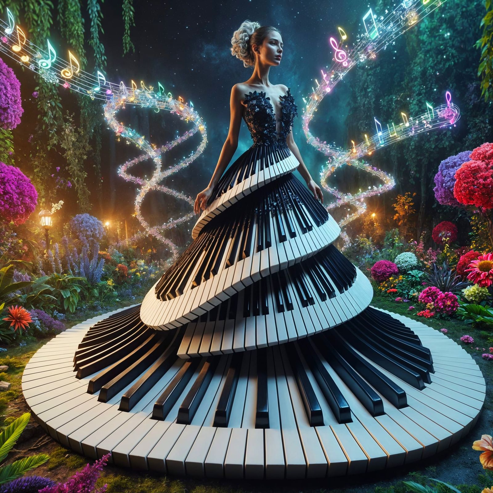 Piano dress musical serenade