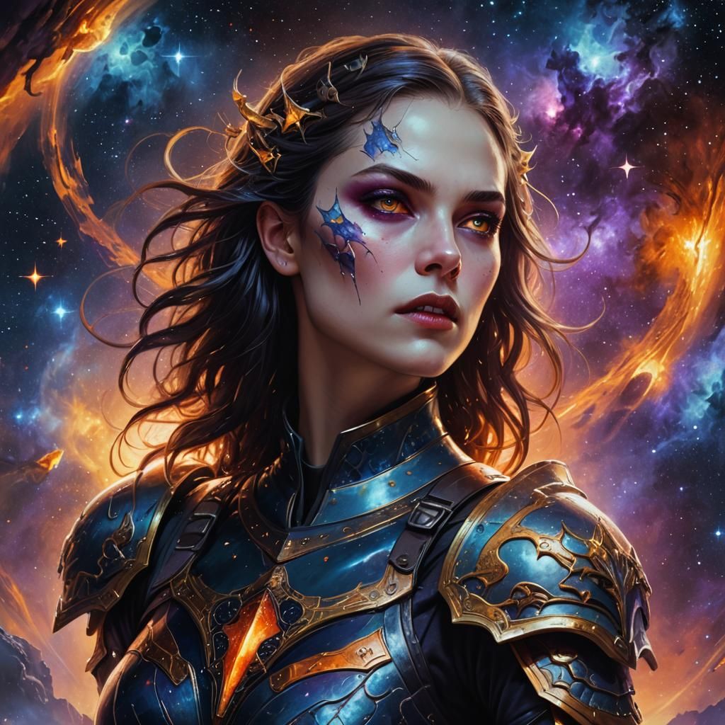 Vampire Warrior Portrait in Deep Space