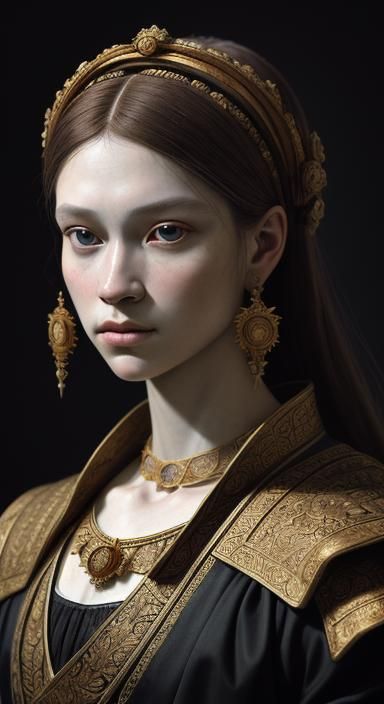 Renaissance Portrait with Batik Art Influences