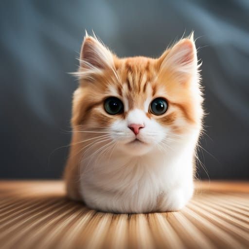 Cute Kitten Portrait in Shady Room, Detailed Render