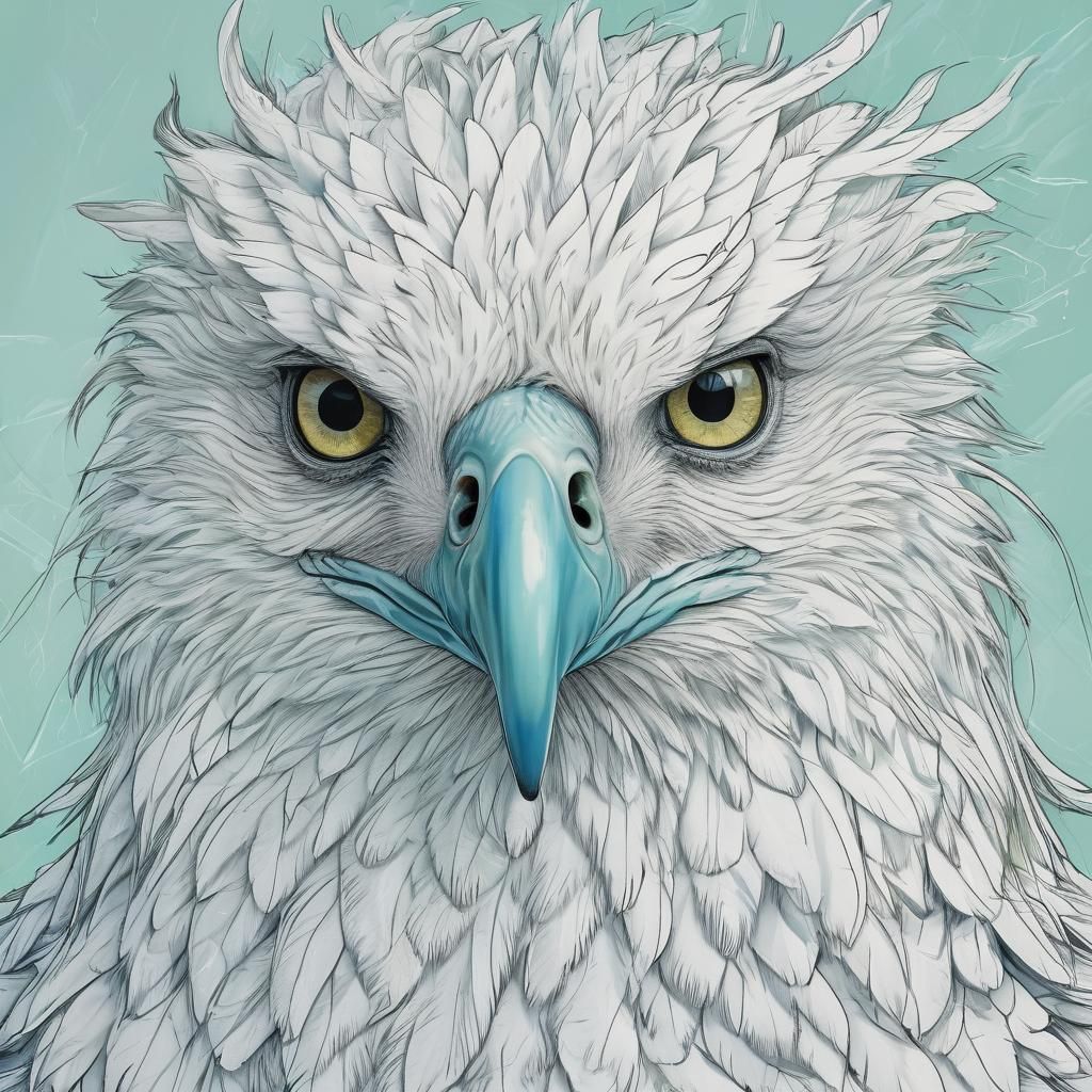 Humorous Hawk Portrait in Naive Vector Art