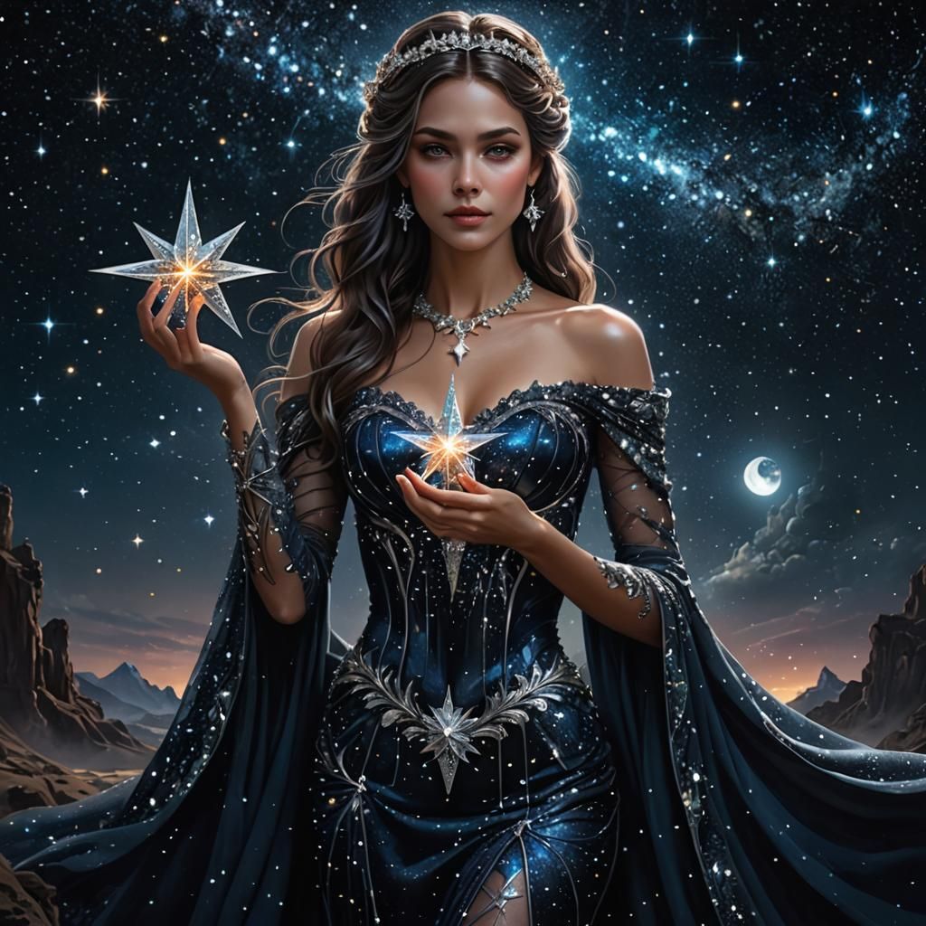 Sparkling Star Goddess in the Night Sky